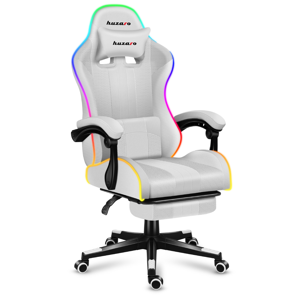 Žaidimų kėdė Huzaro Force 4.7 RGB, Baltos spalvos aprašymas - Prekės nuotrauka